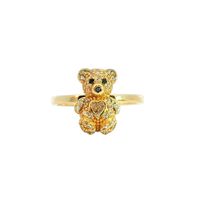 14K Yellow Gold Teddy Bear Ring w/ CZ