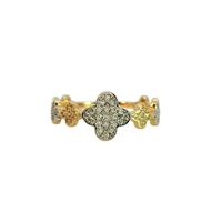 14K Yellow Gold Ring w/ CZ Clusters