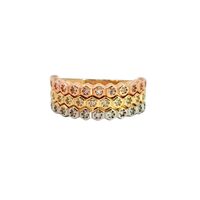 14K Tri-Color Gold CZ Band