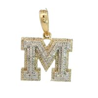 10K Yellow Gold Diamond M Initial Charm