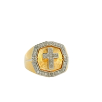 10K Gold & Diamond Men's Cross Ring