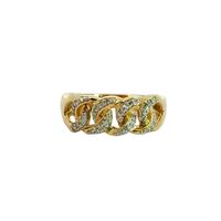 10K Yellow Gold Diamond Cluster Chain Ring