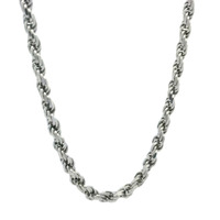  14K Solid White Gold Rope Chain