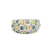  14K Gold Blue & Yellow Stone Ring